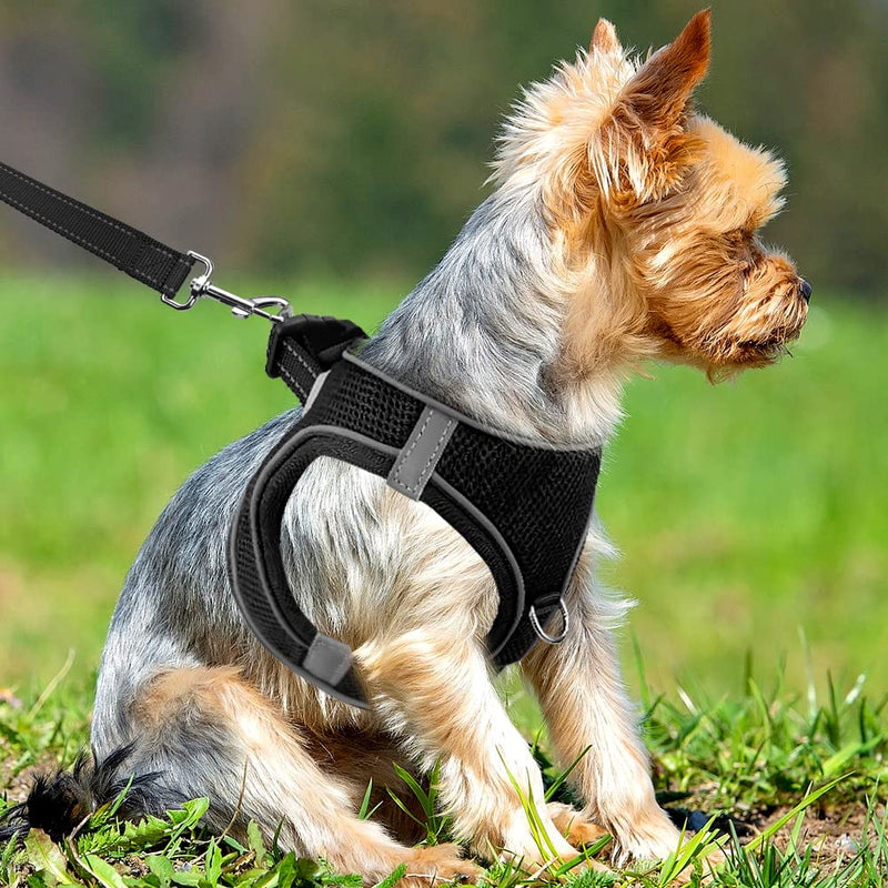 Joytale Small Dog Harness, Breathable Mesh Step-in Vest Harness, Reflective Soft Padded Harnesses Small Sized Dog for Walking, Black, S S--Chest: 15-16.5''