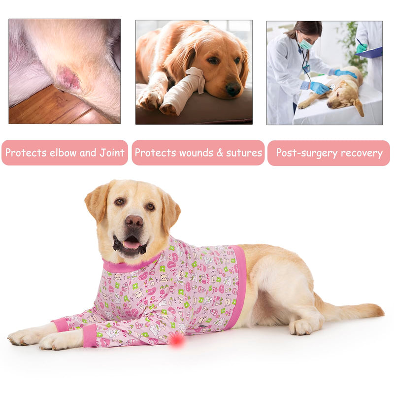 Dog Recovery Shirt for Front Legs, Dog Elbowpads Sleeve Protect Dogs Elbows Arms,Stop Licking Joints After Surgery, Help with Injury Healing Covers The Wound, Cone Alternatives (Pink, 4XL) Sweet Pink 4X-Large