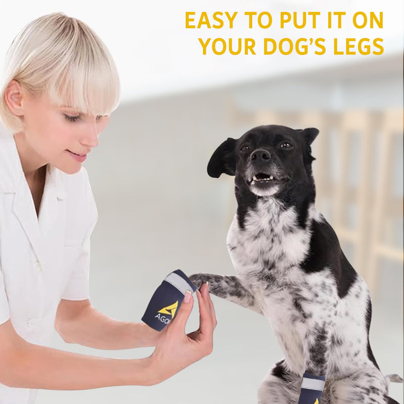 AGON Dog Front Leg Brace Pair with Metal Strings and Reflective Wraps Paw Compression Wrap for Canine Protects Wounds Brace Heals and Prevents Injuries and Sprains and Helps with Loss of K9 Stability L/XL (1 pair) - PawsPlanet Australia