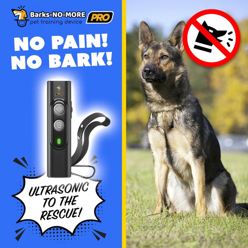 Pro Dog Bark Deterrent and Training Device - Stop Barking Without Hurting Your Pet - Rechargeable Ultrasonic Dog Bark Trainer - Just Point and Press, Black