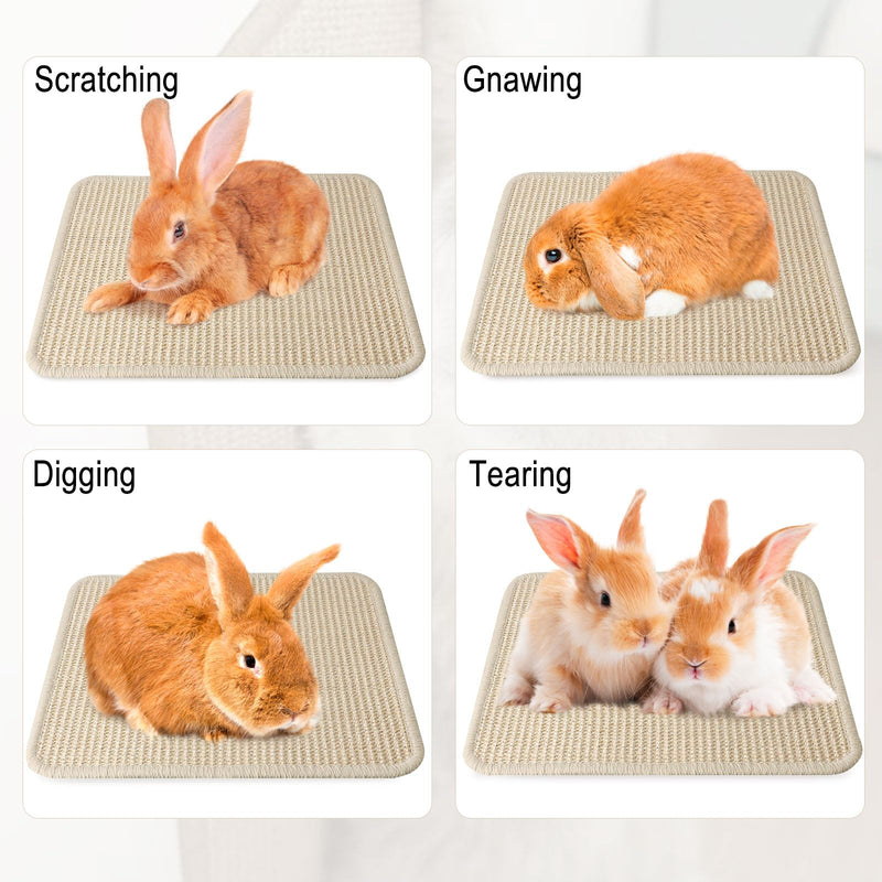 Bunny Scratching Pad for Rabbit: 2pcs Natural Sisal Mats for Small Animal,Claws & Teeth Care for Rabbit,Chew Toys for Grinding or Bedding for Sleeping Indoor