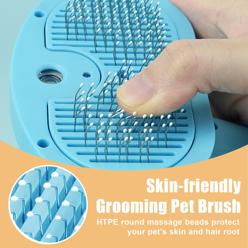 Cat Steam Brush for Shedding, Pet Steam Brush for Dog with Release Button,Anti-Static Pet Spray Hair Removal Comb,Cat Spray Comb for Long & Short Haired Pets,Blue Blue - PawsPlanet Australia