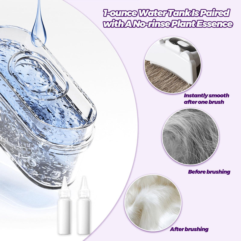 3 in-1 Cat & Dog Steam Comb for Long Short Hair for Any Size Cat & Dog Hair Removal & Shedding, Two Spray Mode with USB, Brush Haired Release Button - Include “2” Waterless Shampoo(White)