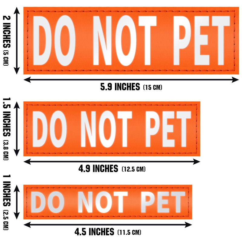 IronSeals Set of 2 Reflective Dog Vest Harness Patches, Removable Do Not Pet Patches with Reflective Printed Letters for Emotional Support Therapy Dog Vest Harness Collar or Leash Do Not Pet (2 Pack Orange) L: 5.9"x2"/15cmx5cm - PawsPlanet Australia