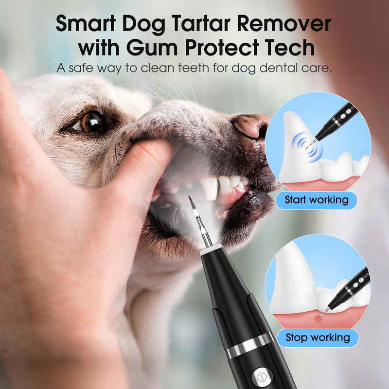 Dog Plaque Remover for Teeth, Pet Teeth Cleaning Products for Tartar & Plaque Off, with LED-Light, Dog Toothbrush for Dental Care, Black