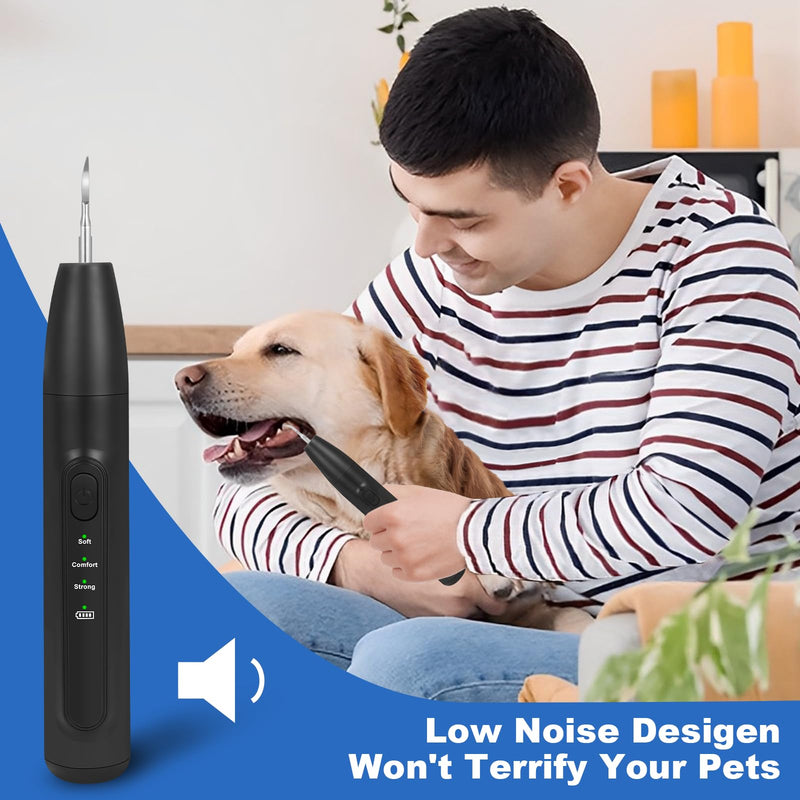 Dog Tooth Brushing Kit, Dog Teeth Cleaning Kit with Led Light, 3 Modes Dogs Plaque and Tartar Remover, Rare Pet Canident - Sonic Tooth Cleaner for Doggies and Cats, Obsidian - PawsPlanet Australia