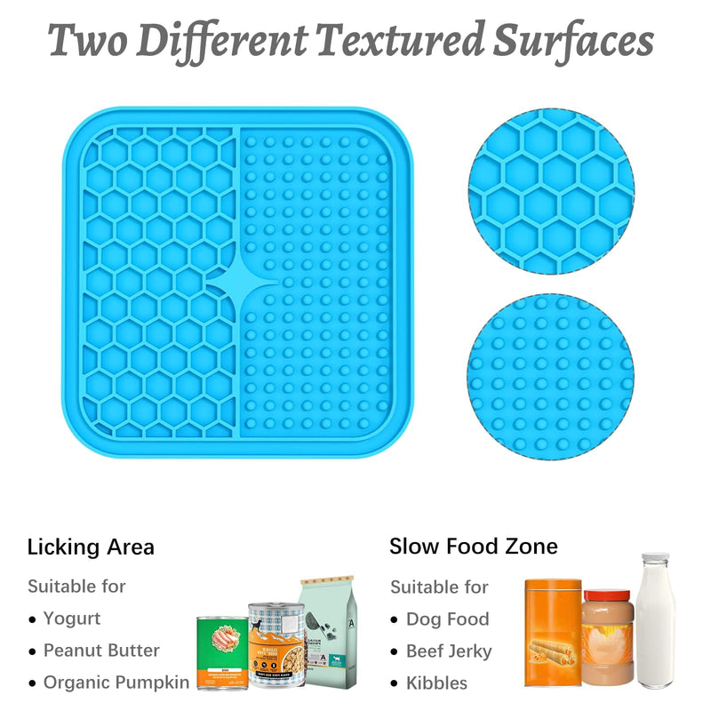 MateeyLife 2PCS Small Lick Mat for Dogs and Cats, Licking Mats for Dog Anxiety Relief, Cat Peanut Butter Lick Pad for Boredom Reducer, Dog Treat Mat Perfect for Bathing Grooming Blue&Green 6'' × 6'' - PawsPlanet Australia