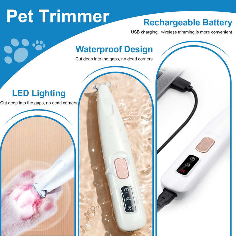 Dog Trimmer, Electric Dog Hair Trimmer with LED Light and LED Display, 18 Mm Widen Blade Pet for Small Dogs Paws Ears Face Rump, Waterproof Rechargeable - PawsPlanet Australia