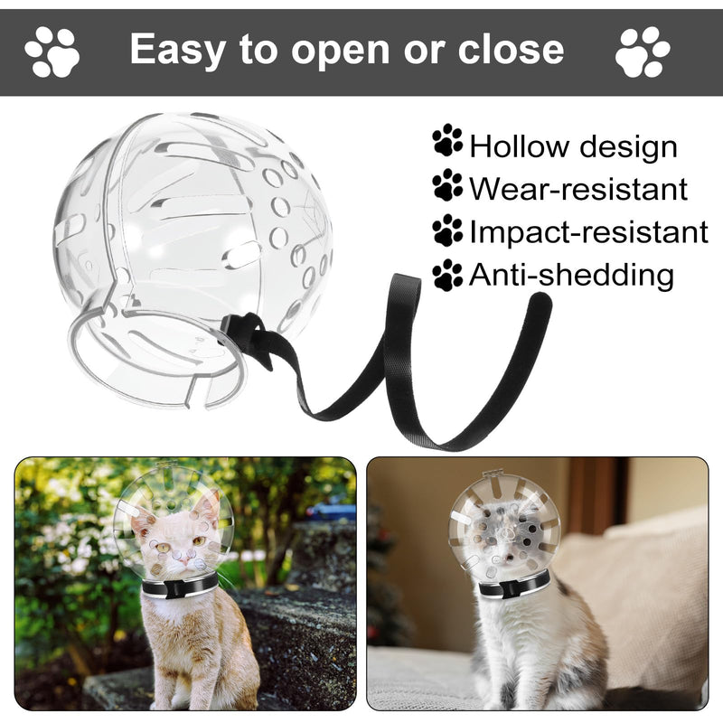 Cat Muzzle for Grooming Adjustable Hood Transparent Cats Helmet Anti Bite Muzzles Prevent from Cats Biting Scratching, Breathable Cat Bubble Muzzle for Nail Trimming Shaving and Bathing