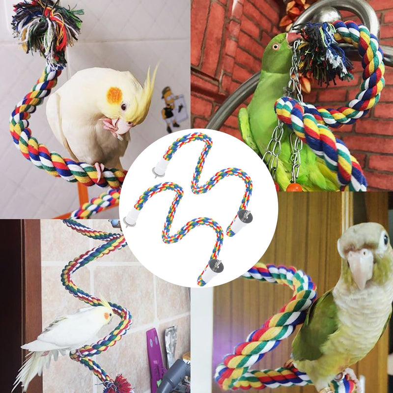 Bird Rope Perches, Colorful Parrot Cage Swing Toys, Comfortable Perch for Cockatiel, 2 Pack 105CM - PawsPlanet Australia