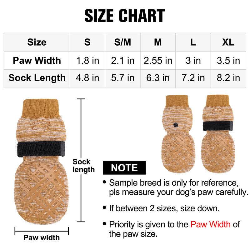BEAUTYZOO Dog Socks to Prevent Licking for Hardwood Floors -Dog Boots Shoes for Small Medium Large Dogs -Double Side Grips Traction Control Anti Slip Socks for Puppy Doggie Senior Dog, Paw Protector L Light Khaki - PawsPlanet Australia