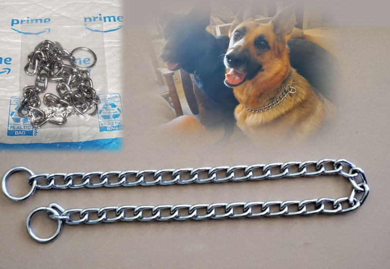 Chain Choke Collar for Dogs, Metal Slip Link Training Heavy Duty Dog Choker Collar Martingale Puppy Collars for XS Small Medium Large Big XL Breed Dogs (Silver, L(Neck Max 20inch) D3.5mm) Silver L(Neck Max 20inch)D3.5mm - PawsPlanet Australia