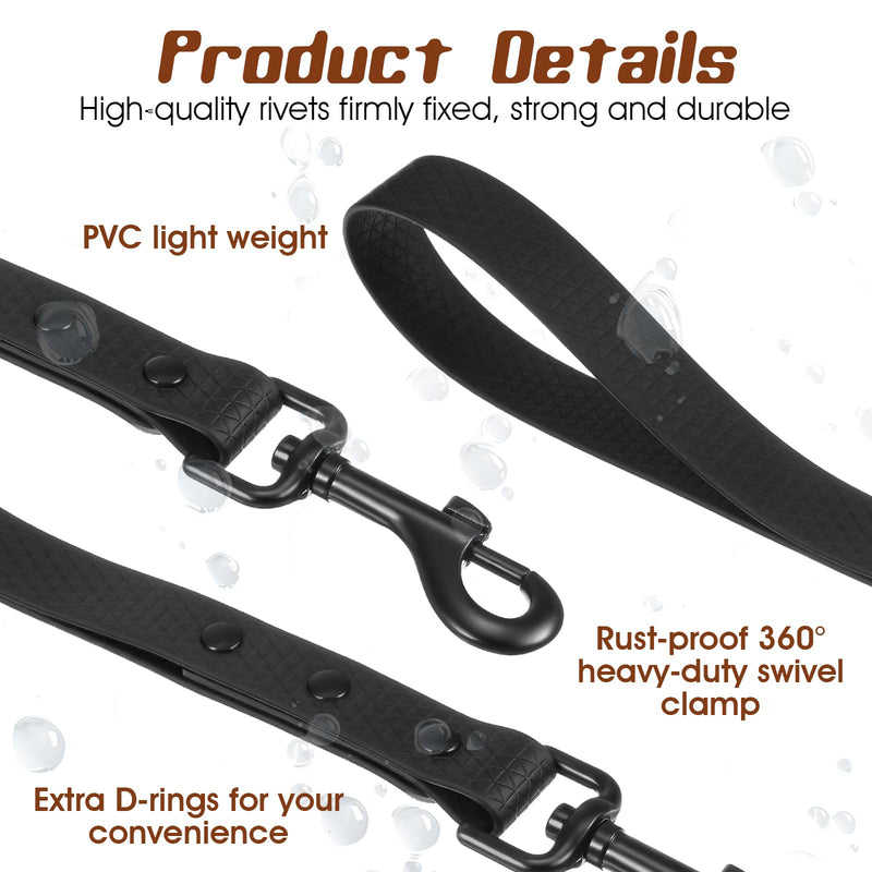 1 Pc Short Leather Dog Leash, Waterproof Dog Leash Black Training, Heavy Duty Handle Traffic Leashes for Medium Large Dogs Training - PawsPlanet Australia