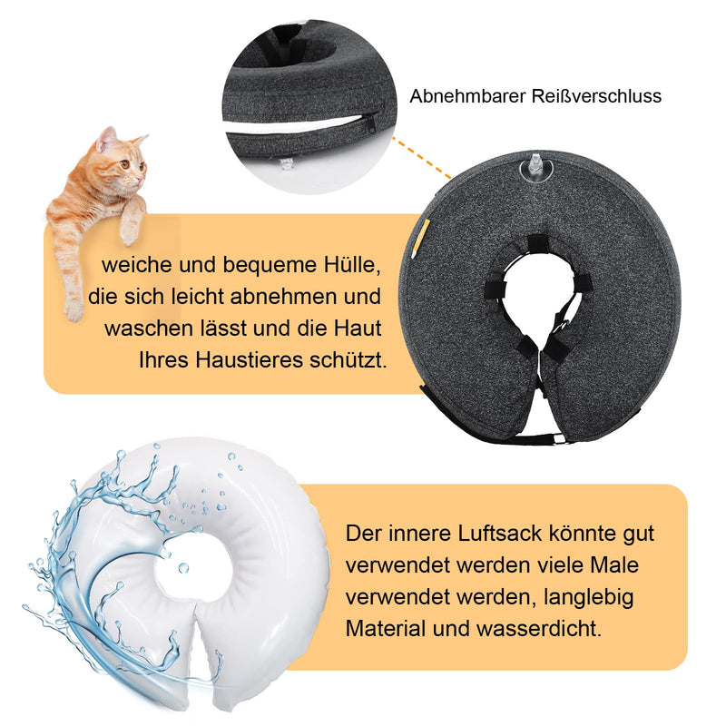 Inflatable Collar for Dogs and Cats, Protective Collar Dog with Adjustable Velcro Fastening, Dog Collar, Leak Protection for Recovery After Surgery or Wounds, Dog Leak Protection (L) large / 1