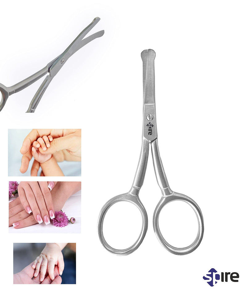 Baby Nail Scissors with Rounded Probe Tip Curved - Stainless Steel 4.5" Good for Dogs and Cats whiskers - PawsPlanet Australia