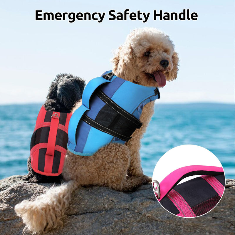 ASENKU Dog Safety Vest with Reflective Stripes, Adjustable High Flotation Dog Life Jacket, Ripstop Pet Lifesaver for Swimming Boating, Lightweight Pet Life Preserver for Large Dogs (Rose Red, 2XL) XX-Large Rose Red - PawsPlanet Australia