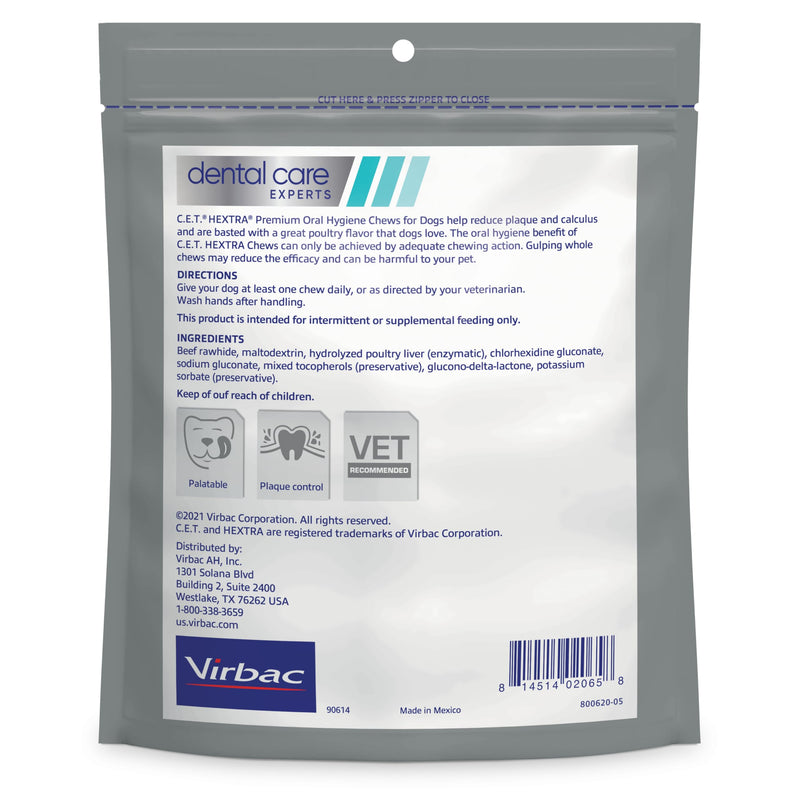 Virbac C.E.T. HEXtra Premium Oral Hygiene Chews for Dogs, 11-25 lbs, 8.5 Oz 8.5 Ounce (Pack of 1) - PawsPlanet Australia