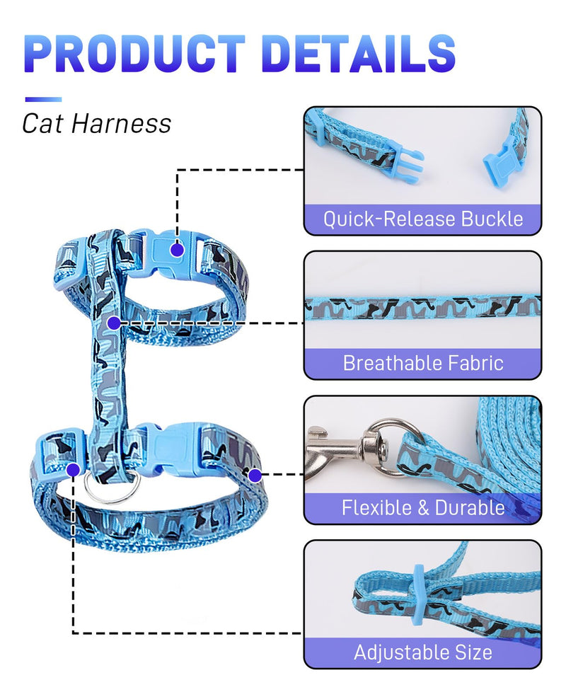 3 Pack Cat Leash and Harness Set, Lightweight Adjustable Collar Escape Proof for Cats - PawsPlanet Australia