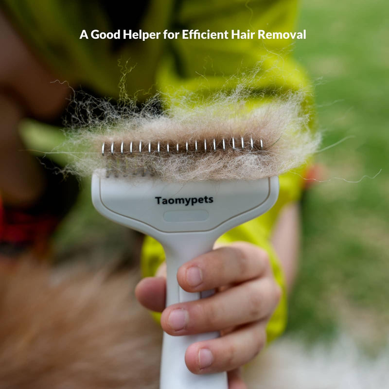 Self Cleaning Grooming Rake Brush for Shedding Gently Removes Loose Undercoat Mats Tangled Deshedding Grooming Tool for Dogs Cats Extra Wide (Blue) Blue - PawsPlanet Australia