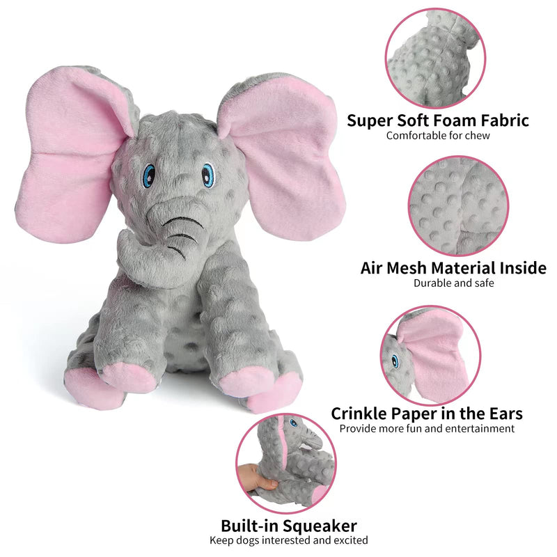 DODODOLA Dog Toys Puppy Toys Cute Squeaky Elephant Dog Toy with Crinkle Paper Stuffed Plush Animal Dog Toys to Keep Them Busy for Small Medium Large Dogs - PawsPlanet Australia