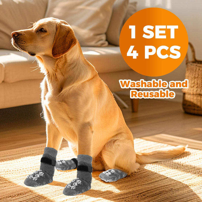 Anti-Slip Dog Socks Prevent Licking Paws,Dog Socks with Grippers for Senior Dogs Walk on Hardwood Floor,Dog Grippers with Strong Traction,Dog Essentials,Grey 2 Pairs,M M - PawsPlanet Australia