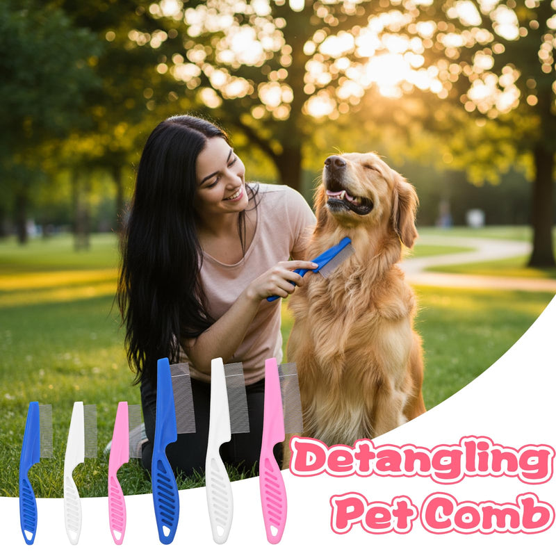 24 Pcs Flea Comb for Dogs and Cats Flea Remover Tool with Stainless Steel Metal Teeth for Detangling Grooming Kit, Pink, Blue and White, 2 Sizes - PawsPlanet Australia