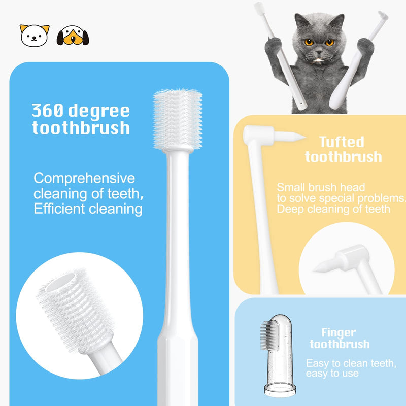 Cat Toothbrush Kit, Dog Toothbrush Kit, Suitable for All Cats and Dogs Dental Care. White, Soft Bristles, Meet All Cleaning Needs, Multi-Functional Dental Cleaning (S) S - PawsPlanet Australia