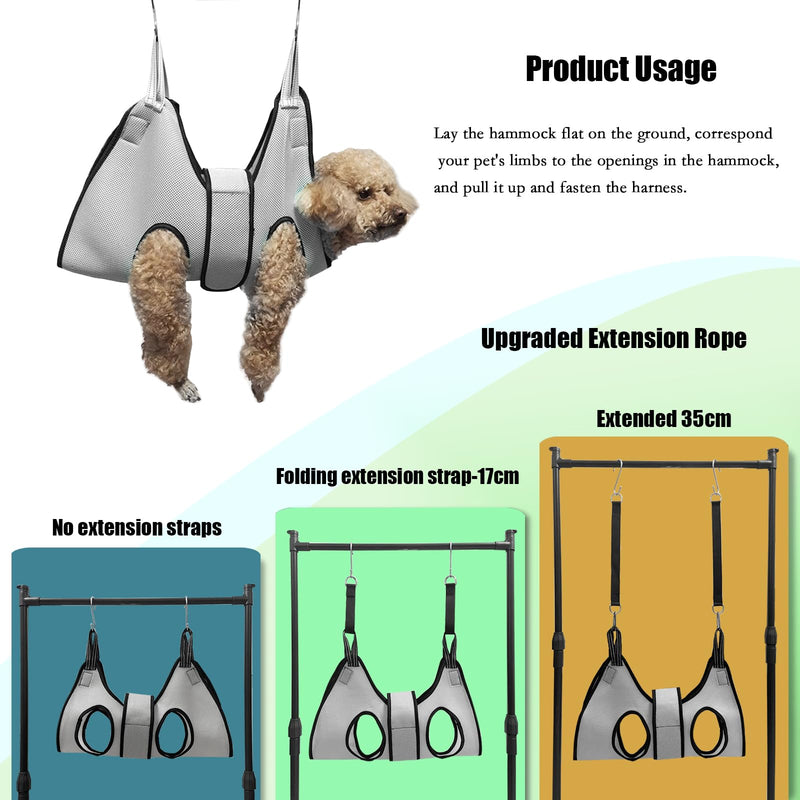 Pet Grooming Hammock with Safety Belt for Cats and Dogs - Versatile for Nail Trimming, Bathing, and Coat Care (Size S) grey - PawsPlanet Australia