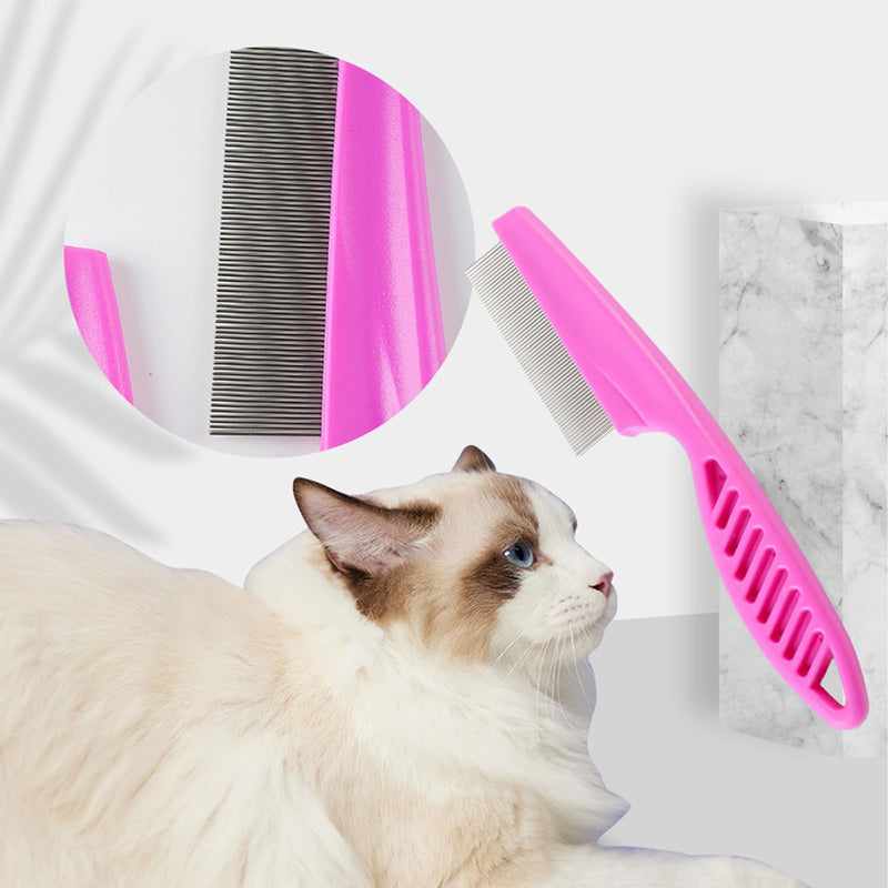 Pets Grooming Metal Comb Kit for Small Dogs Cats Puppies for Tear Stain Remover, 2-in-1 with Round Teeth to Remove Knots Crust Mucus