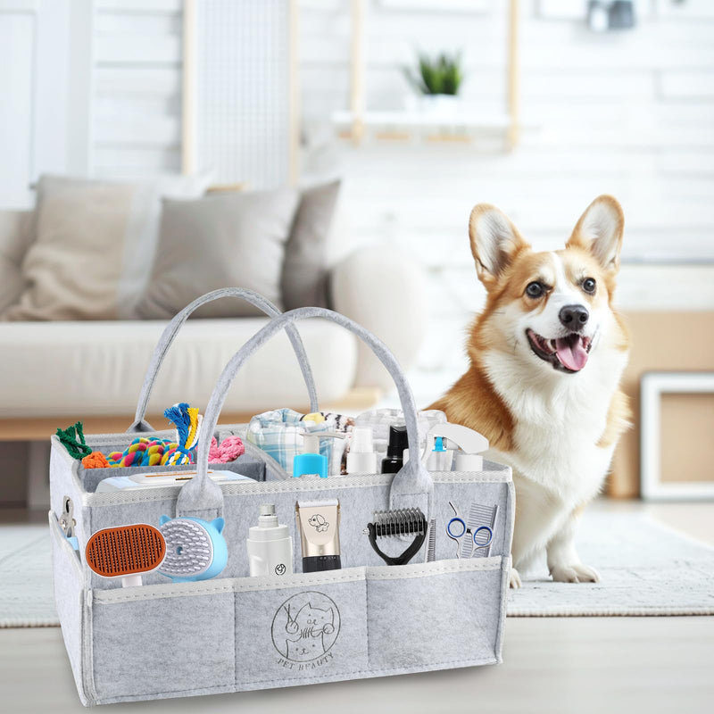 Felt Pet Dog Grooming Bag,Dog Storage Organizer for Grooming Supplies,Portable Tote Organizer for Pet Stuff,Ideal for Dog Cat Toys,Blanket, Shampoo,Trimmer,Clipper,Combo,Brush - PawsPlanet Australia