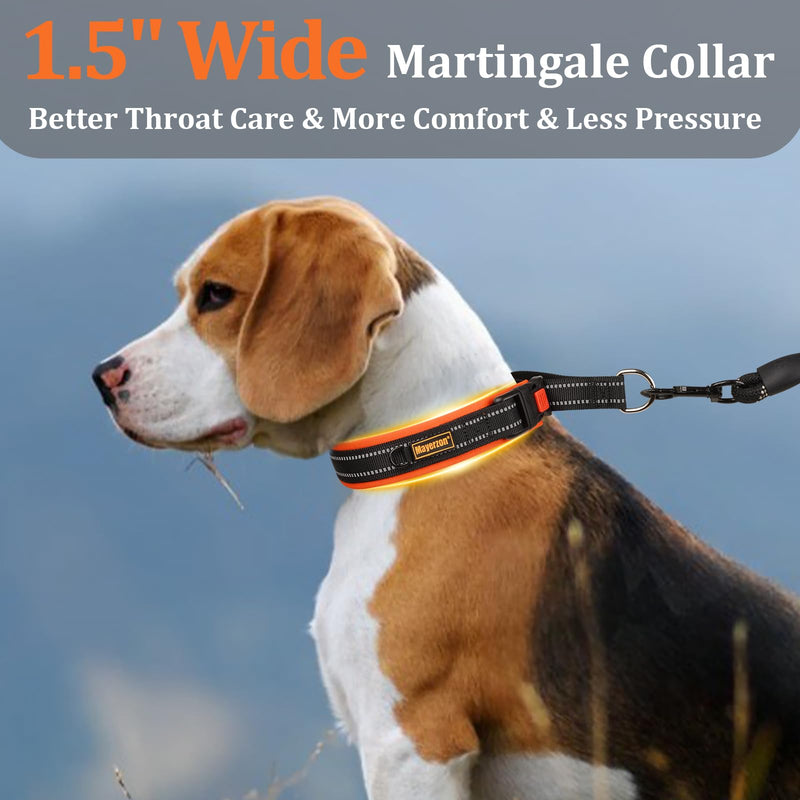 Mayerzon 1.5" Wide Martingale Collar for Large Medium Small Dogs Pitbull German Shepherd, No Pull Reflective Slip Martingale Dog Collar with Buckle Soft Padded for Walking Training(Orange, M) Fall Maple Blaze M: 14.5"-16.25"