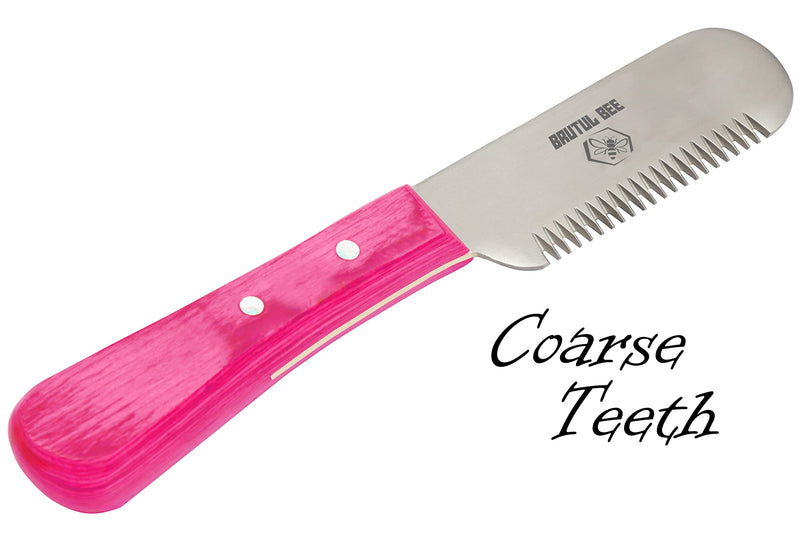BRUTUL FIGHT Bee Dog Grooming Coat Stripping Knife Stripper Trimmer Tool Wooden Handle Knives Set of 3 With Stainless Steel Blade Non-Slip Tools for Dogs - Right Handed (PINK) PINK - PawsPlanet Australia