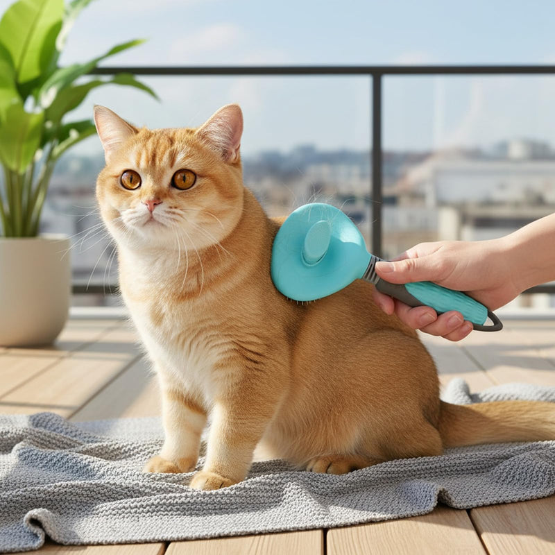 2 Pcs Cat Dog Brush, Pet Grooming Comb, Self Cleaning Cat Dog Slicker Brushes for Shedding, Pet Grooming Tool, One Click to Clean, Easy to Remove Loose Fur, for Shedding & Furry Pets, Blue, Green