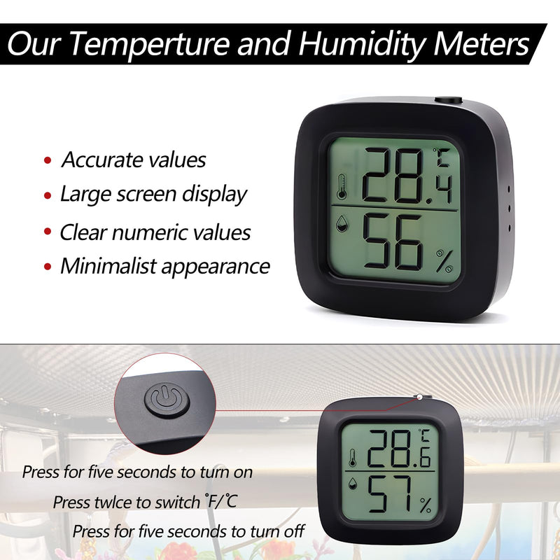 Reptile Thermometer Hygrometer Digital Display Reptile Terrarium Thermometer Mini Reptile Thermometer and Humidity Gauge Reptile Tank Thermometer Hygrometer for Reptiles and Amphibians