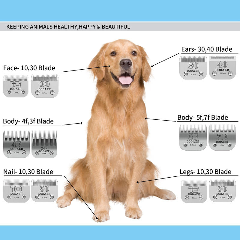 2 Pack 7F Detachable Pet Dog Grooming Ceramic Blades,Compatible with Heiniger,Andis,Oster A5,Wahl KM-10 Series,Size 7F Blade 1/8-Inch 3.2MM Cut Length 7F-2P - PawsPlanet Australia