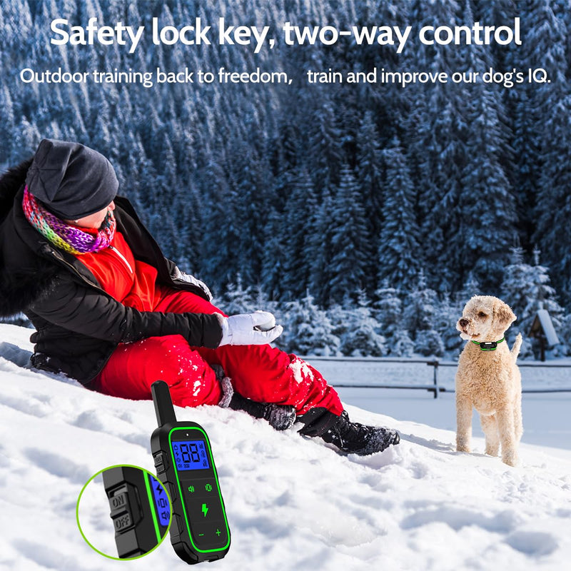 Dog Training Collar Electric Dog Shock Collar with 4 Training Modes and Waterproof Rechargeable Remote Range 3300Ft for Large Medium Small Dogs (Green) Green - PawsPlanet Australia