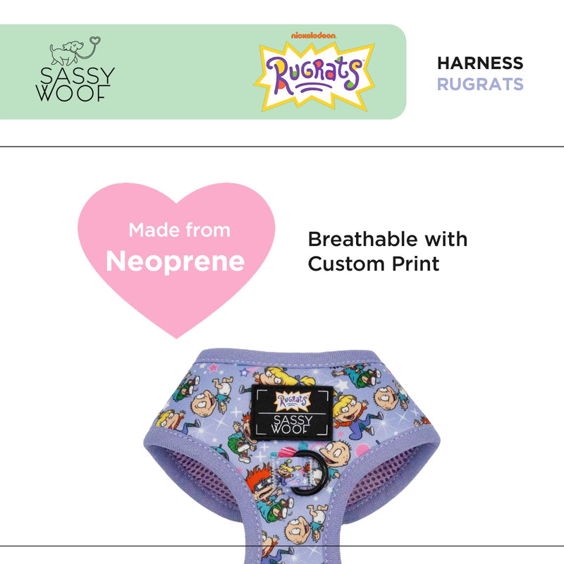 Sassy Woof Dog Adjustable Harness - Nickelodeon Rugrats™ - S, Breathable Mesh, No Pull Design with Two D-Rings, Patented Design, Perfect for Small Dogs and Puppies - Officially Licensed - PawsPlanet Australia