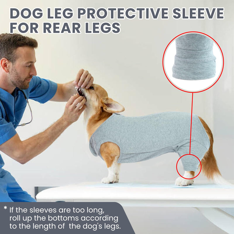 Nanaki Dog Wound Care Shirt,Dog Leg Sleeve To Stop Licking Rear Leg And Abdomen,Dog Surgery Suit Female Spay,Dog Onesie For Surgery Female Male,Dog Surgical Recovery Suit Female Dog Wound Heal Clothes 2XL(Back:23.2", Weight:40-85Ib) Gray - PawsPlanet Australia