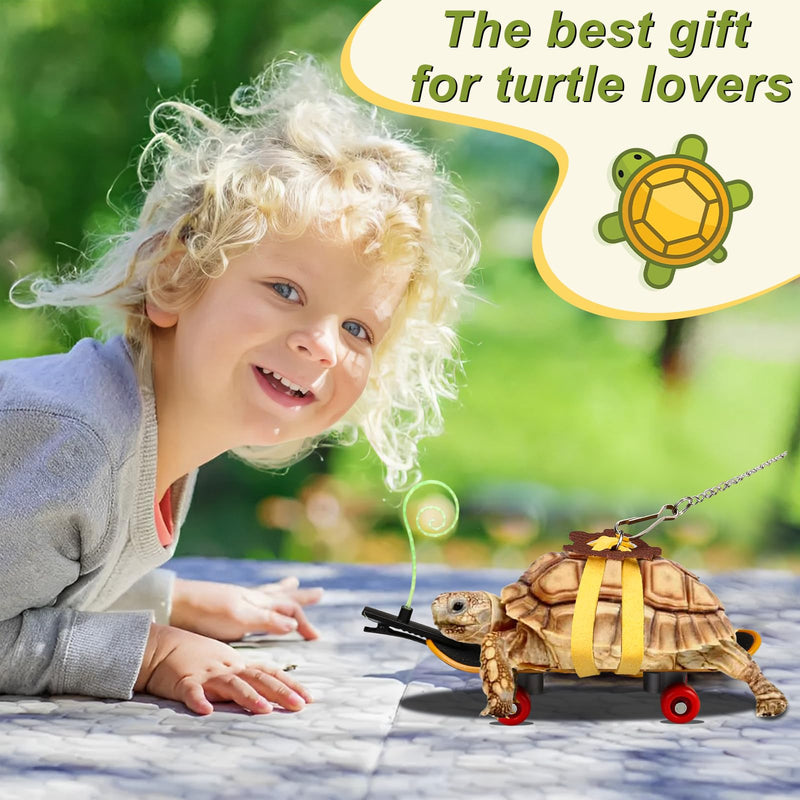 Adjustable Tortoise Leash and Funny Skateboard Set with Curly Grass Decor, Harness and Training Skateboard for Turtle Bearded Dragon Pet Toys(fit for Turtles with a Back Length of 5.1-6.3'') - PawsPlanet Australia
