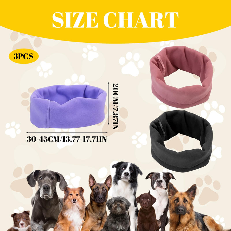 Dog Ear Defenders, 3PCS Pet Ear Protectors for Bath and Anxiety Relief, Soft and Comfortable Dog Snood in Pink, Black, Purple for Noise Reduction and Warmth
