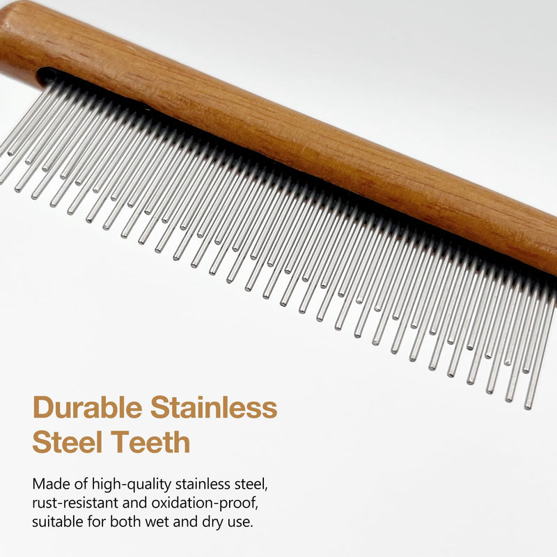 Solid Wood Pet Comb – Fine-Tooth Grooming Tool for Dogs, Cats, and Rabbits, Comfortable Grip and Safe for Skin