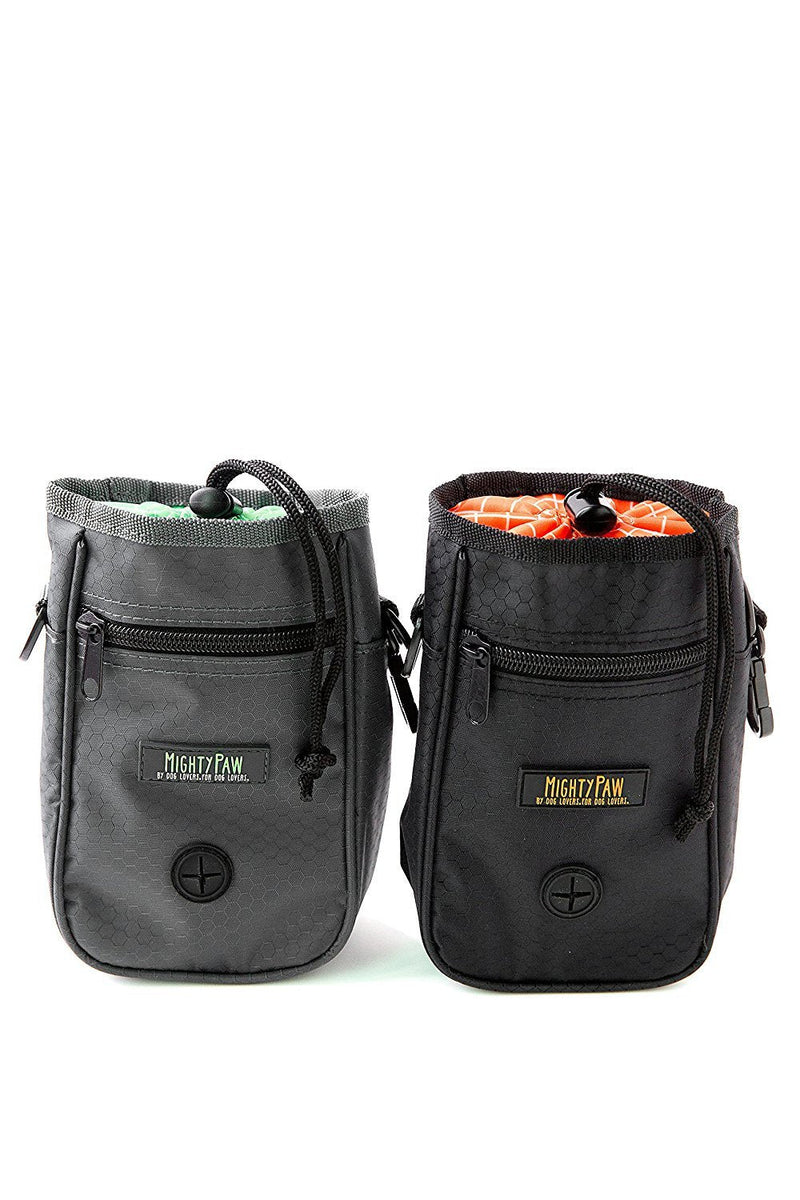 Mighty Paw Dog Treat Bag - Drawstring Closure Pouch - Includes Carabiner Hook and Pick-up Bags - Paw Treat Bag - Training Treat Pouch - Dog Paw - Pet Treat Pouch - Training Treat Bag - (Grey/Green) - PawsPlanet Australia