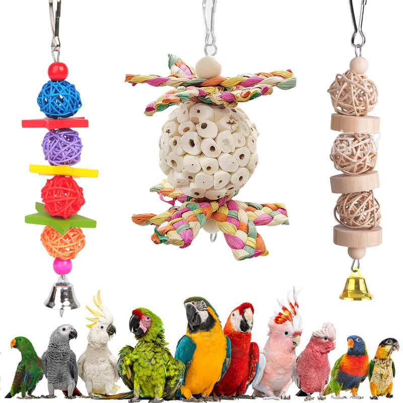 Bird Toys, Natural Sola Balls Parrot Foraging Chew Toys Hanging Cage Accessories for Conure Cockatiel Parrot Lovebird Budgie