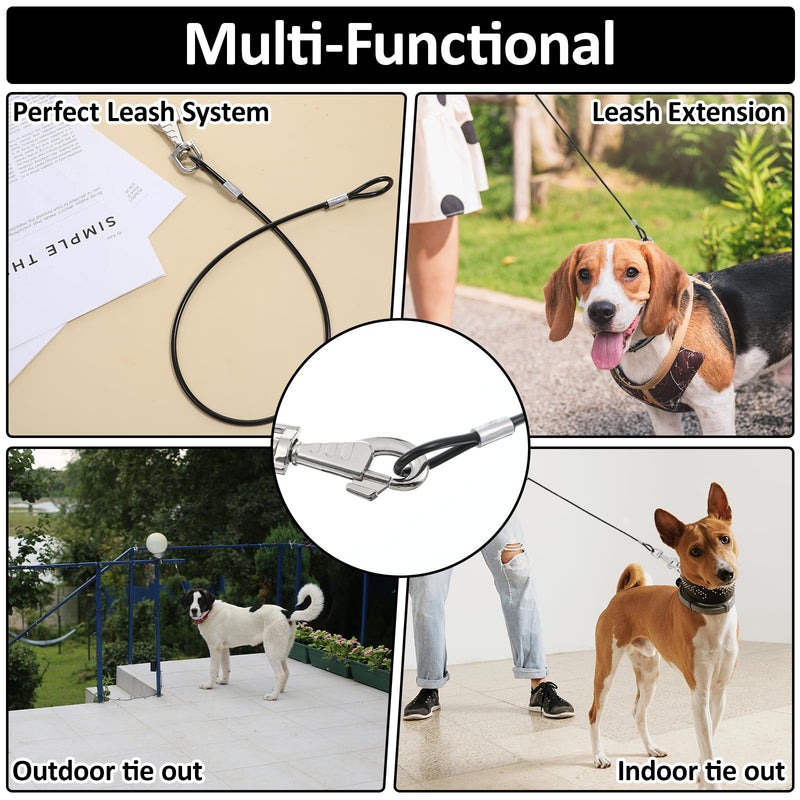 2 Pack Dog Collar Leash Extender Chew Proof Heavy Duty Dog Leash 60cm Metal Cable Leads for Any Leashes & Collar & Harness(Black) - PawsPlanet Australia