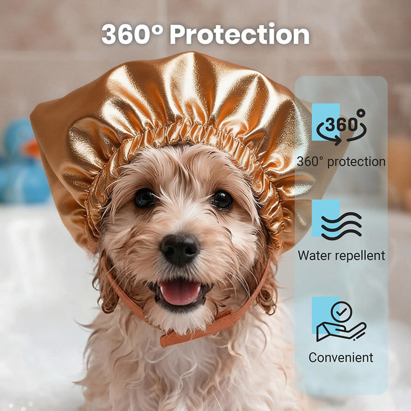 Pet head protection for cats during bathing and water play, soft fabric, shower, waterproof headgear, adjustable hat, cat, bathroom accessory S