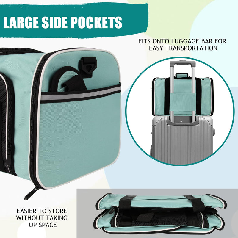Cat, Dog Carrier for Small Medium Pet Carriers Up to15Lbs, Cats Carrier Soft- Sided Puppy Dogs Bag Portable Foldable Airline Approved Carrier Travel (Green 18 * 11 * 11) 18.0"L x 11.0"W x 11.0"H Green - PawsPlanet Australia