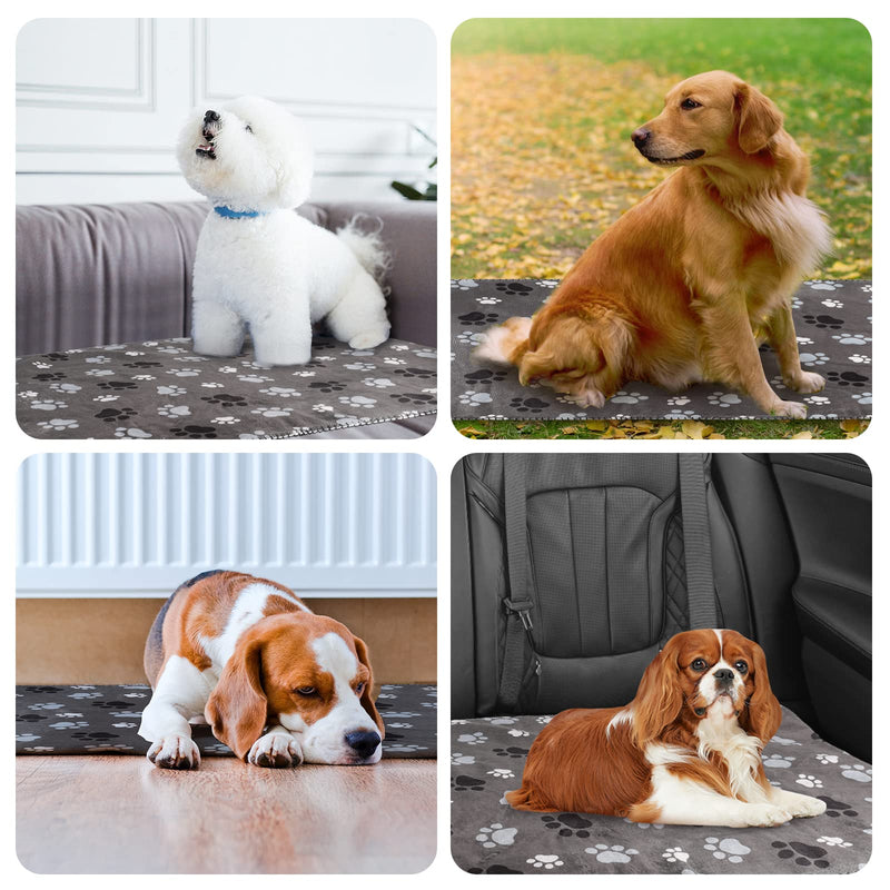 Waterproof Pet Blanket Dog Blankets, Pattern Printing Super Soft Warm Fluffy Facecloth Sofa Car Bed Protector, Urine Proof Washable Pet Blanket for Puppy Large Dogs & Cats(Dog paw130cm*153cm) Large (60*50) Grey-paw - PawsPlanet Australia