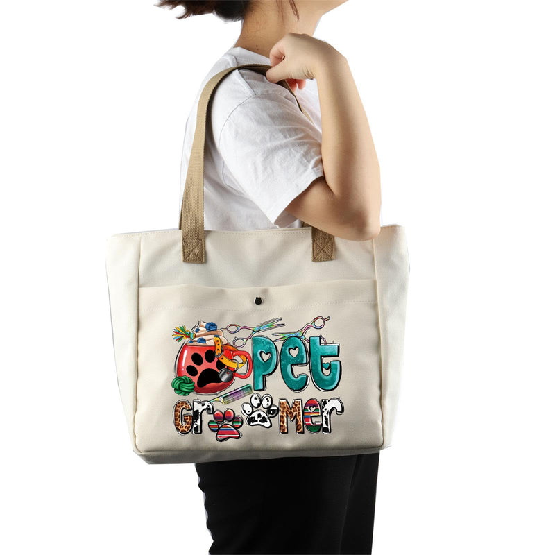 BLUPARK Western Pet Groomer Tote Bag - Canvas, White, Large for Women with Dogs Pet Groomer to - PawsPlanet Australia