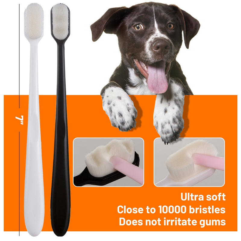 4 Pack Super Soft Dog Toothbrush for Small to Large Dogs Tooth Brushing Designed for Cat Dog Teeth Cleaning & Protecting Pet Dental Convenient Care Puppy Tooth Brush Kit Black and White - PawsPlanet Australia
