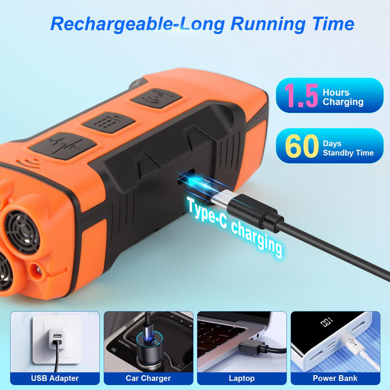 Dog Bark Deterrent Devices Anti Barking Device for Dogs 5in1 Solution for Dog Behavior Problems Safe Portable Flashlight & Beep for Small, Medium & Large Dogs Orange - PawsPlanet Australia